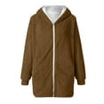 thumbnail image 1 of Fesfesfes Womens Plush Jacket Oversized Zip Down Hooded Coat Cardigans Outwear With Pocket, 1 of 1