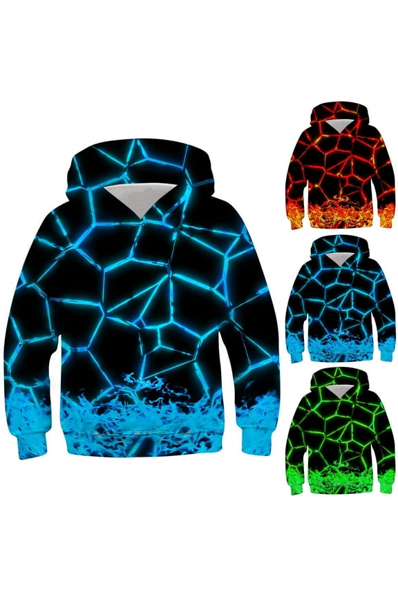 Clothes For Boys 8-10 Children's Shirt Long Sleeved Pattern T-shirt Printed Round Neck Cool Boy Hooded Sweatshirt