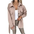 thumbnail image 1 of Fesfesfes Coat for Women Casual Woolen Button Cardigan With Long Sleeve Lapel And Pocket Coat Tops, 1 of 5