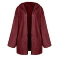 thumbnail image 1 of Fesfesfes Coat for Women Fall And Winter Casual Temperament Hooded Solid Color Lapel Plush Coat Tops, 1 of 7
