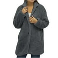 thumbnail image 1 of Fesfesfes Coat for Women Long Sleeve Loose Solid Color Button Pocket Lapel Thickened Plush Coat Blouse On Sale, 1 of 8