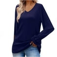 thumbnail image 1 of Fesfesfes Coat for Women Solid Color Long Sleeve Flared Sleeve V-Neck Top T-Shirt Blouse Under $10, 1 of 6