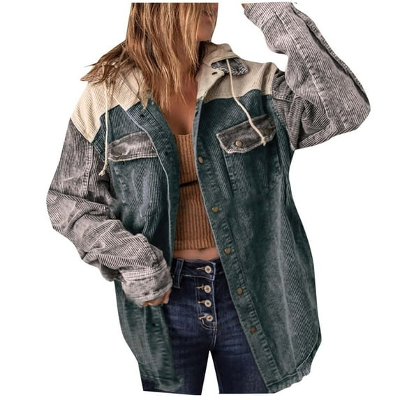 Fesfesfes Coat for Women Worn Out LooseLong Sleeve Hooded Casual Outwear Jackets Sale Items