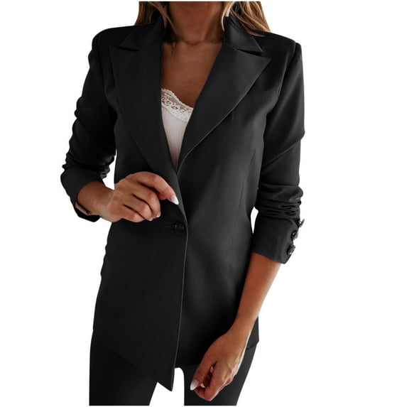 Fesfesfes Coat for Womens Coat Jacket Solid Long Sleeve Outerwear Tops