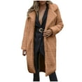 thumbnail image 1 of Fesfesfes Coat for Womens Ladies Warm Faux Furry Coat Jacket Winter Solid Turn Down Collar Outerwear, 1 of 5