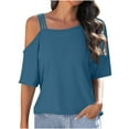 thumbnail image 1 of Fesfesfes Cold Shoulder Sling Tops for Women Plus Size Summer Tops Loose V Neck Camisole Solid Color Cross Wrap Tunic Blouse, 1 of 7