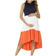 thumbnail image 1 of Fesfesfes Color Block Maternity Dress Irregular Hem Fashionable Casual Pregnancy Dress for Women Unique Design Everyday Outfit(Orange,M), 1 of 7