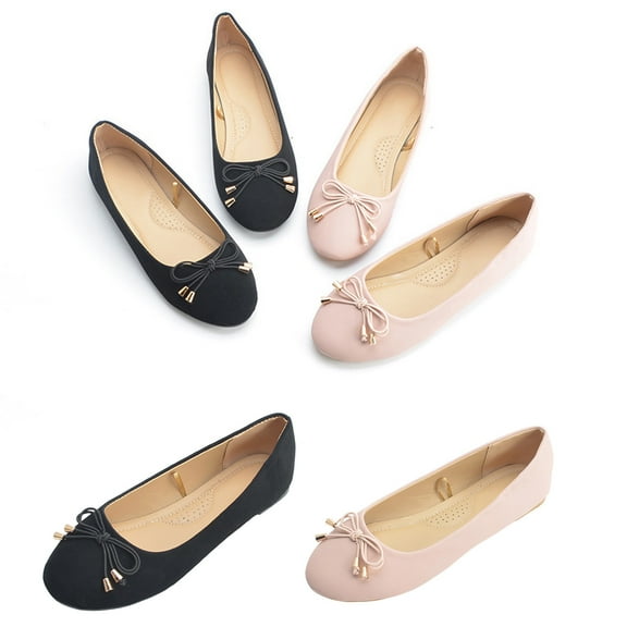 Fesfesfes Comfortable Dress Shoes for Women Almond Toe Fashion Ladies Round Toe Flat Bow-Knot Leisure Comfortable Shoes 38(6.5)