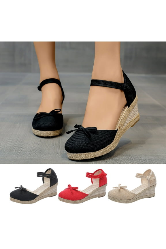 Cork Sandals For Womens Wedge Sandals Closed Toe Buckle Strap Comfortable Casual Summer Platforms Sandals 6.5(38)