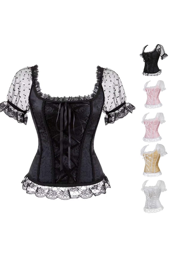 Corsets For Women Plus Size Tops Floral Overbust Corset Bustier Lingerie Top Gothic Shapewear Underwear 5XL(US:18)
