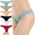 thumbnail image 1 of Fesfesfes Cotton Thongs For Women 3PC Women Everyday Solid Color Ventilate Elastic Low Waist Underwear Panties, 1 of 8