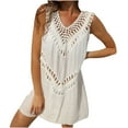 thumbnail image 1 of Fesfesfes Coverups for Women Summer Sexy Mesh Hollow Swimwear Bikini Cover Up Beach Dress Sunscreen Tops, 1 of 9