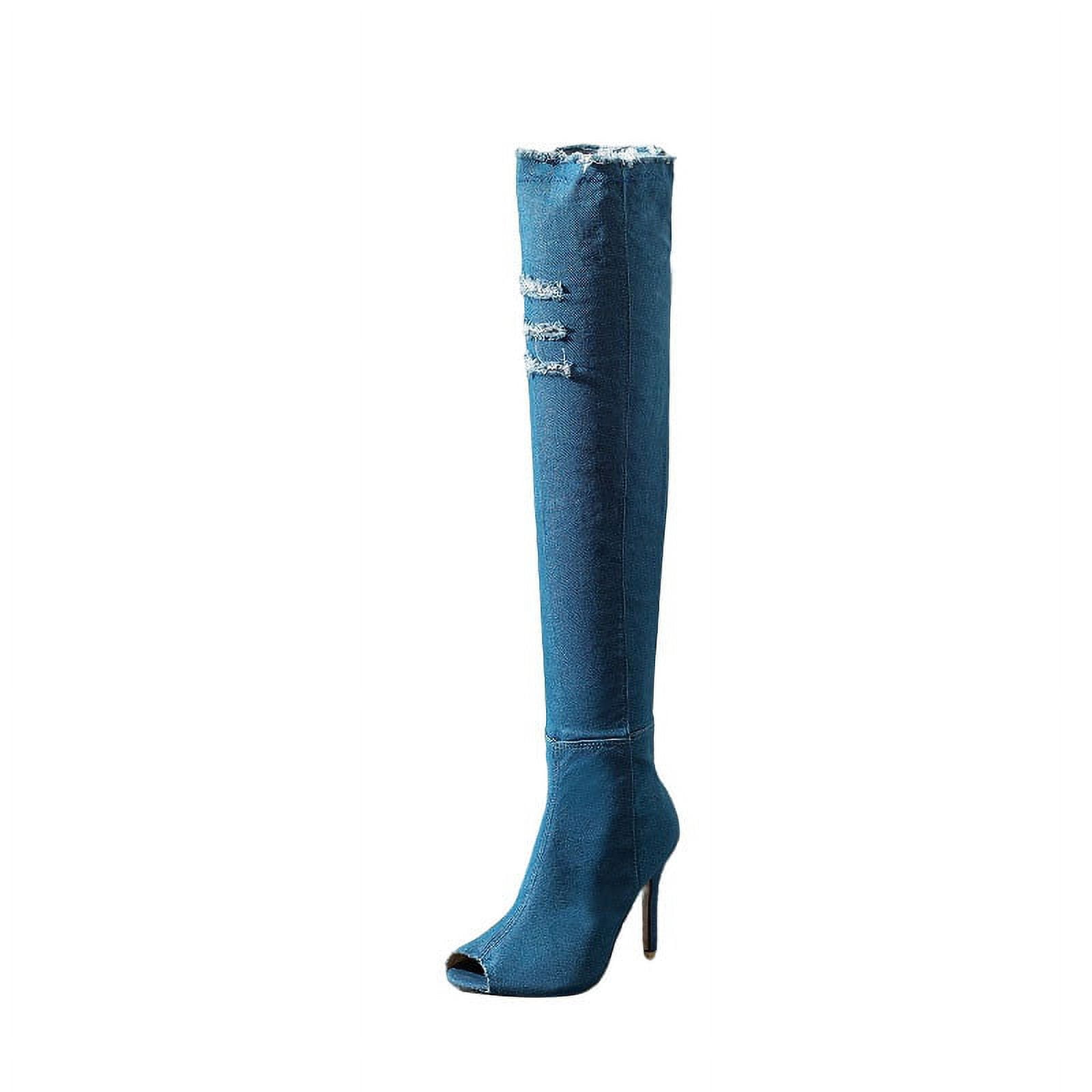 Cape Robbin Hilda Over The Knee Thigh High Boots – Chunky Low Heel Cow Print, Size 9