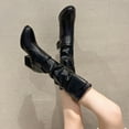 thumbnail image 1 of Fesfesfes Cowgirl Boots for Teen Girls Fall/Winter Tall Round Toe Chunky Heel Boots Ladies Fashion Casual Boots 4.5(35), 1 of 9