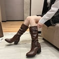 thumbnail image 1 of Fesfesfes Cowgirl Boots for Teen Girls Fall/Winter Tall Round Toe Chunky Heel Boots Ladies Fashion Casual Boots 4.5(35), 1 of 6
