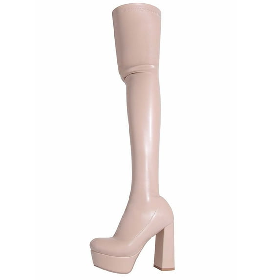 Fesfesfes Cowgirl Boots for Teen Girls Fashion Large Size Boots Autumn High-Heel Over-the-Knee Boots Knight Boots US:6.5(39)