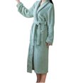thumbnail image 1 of Fesfesfes Cozy Fleece Robe for Women Long Sleeve Lapel Bathrobe with Pockets Soft Casual Wear Open Front Home Wear Winter Fall Spring Relaxation(Green#1,M), 1 of 3
