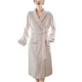 thumbnail image 1 of Fesfesfes Cozy Fleece Robe for Women Long Sleeve Lapel Bathrobe with Pockets Soft Loungewear Open Front Home Wear Winter Fall Spring Relaxation(Pink#1,L), 1 of 3
