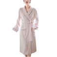 thumbnail image 1 of Fesfesfes Cozy Fleece Robe for Women Long Sleeve Lapel Bathrobe with Pockets Soft Casual Wear Open Front Home Wear Winter Fall Spring Relaxation(Pink#1,L), 1 of 3