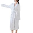 thumbnail image 1 of Fesfesfes Cozy Fleece Robe for Women Long Sleeve Lapel Bathrobe with Pockets Soft Casual Wear Open Front Home Wear Winter Fall Spring Relaxation(White#1,XL), 1 of 3