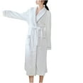 thumbnail image 1 of Fesfesfes Cozy Fleece Robe for Women Long Sleeve Lapel Bathrobe with Pockets Soft Loungewear Open Front Home Wear Winter Fall Spring Relaxation(White#1,XL), 1 of 3