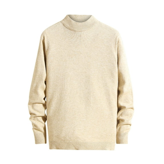 Fesfesfes Crewneck Sweatshirts for Men Winter Leisure High Collar Long Sleeved Sweater Pullover Coat Turtleneck Solid Color Undershirt Turtleneck