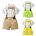 thumbnail image 1 of Fesfesfes Cute Outfits For Boys Boys Spring Short Sleeve Top&Strap Shorts Suit Outfit For Baby Toldders Solid Color, Photography Performance Set 2-3 Years, 1 of 9