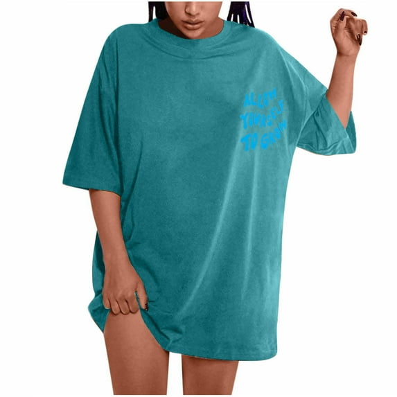 Fesfesfes Cute Tshirt for Women Loose T Shirts For Women Plus Size Slogan Graphic Drop Shoulder Short Sleeve Tops Summer Loose Pullover Tees Ladies T Shirts M(US:6)