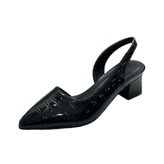 Fesfesfes Dress Sandals For Women Strappy Sandals Women's Retro Elegant Patent Synthetic Mid Heel Chunky Heel Strap Sandals 7.5(40)