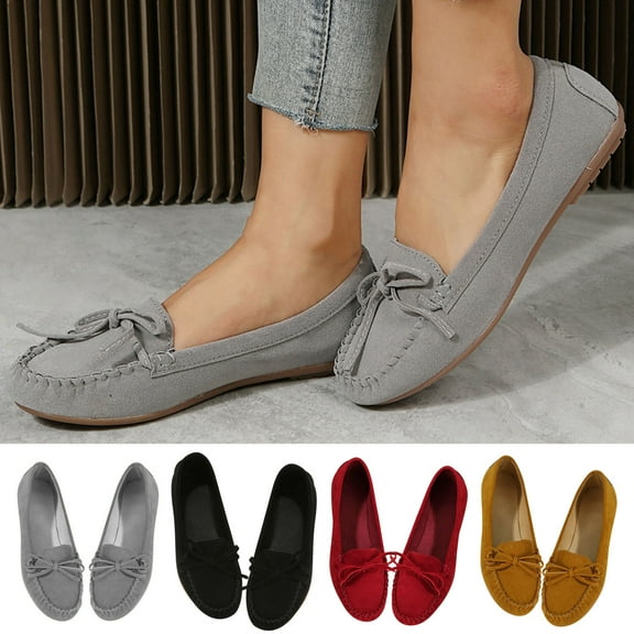 Fesfesfes Dress Shoes Women Round Toe Fashion Comfortable Round Toe Low Heels Shoes Bowknot Solid Color Casual Shoes 40(7.5)