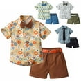thumbnail image 1 of Fesfesfes Dressy Outfits For Boys Summer Summer Children's Wear Boy's Short-sleeved Lapel Shirt Shorts Suit With Belt Tie 3-4 Years, 1 of 4