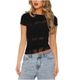 thumbnail image 1 of Fesfesfes Essentials Shirt Women's Solid Lace Patchwork Short Sleeved Round Neck T-shirt Women's Short Sleeved Round Neck Top/shirt T Shirts for Women M(US:6), 1 of 4