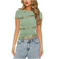 thumbnail image 1 of Fesfesfes Essentials Shirt Women's Solid Lace Patchwork Short Sleeved Round Neck T-shirt Women's Short Sleeved Round Neck Top/shirt T Shirts for Women M(US:6), 1 of 4
