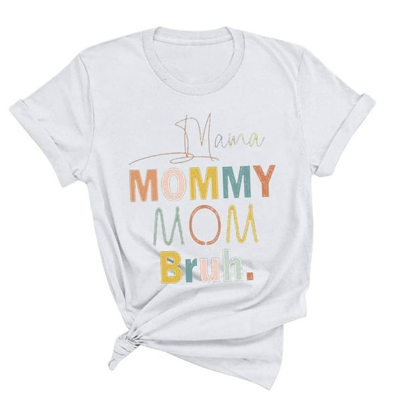 Fesfesfes Essentials Shirt Womens Fashion Print Tops Short Sleeve Out Blouse Funny Round Neck T-Shirt Tops Short Sleeve Blouse 2XL(US:12)