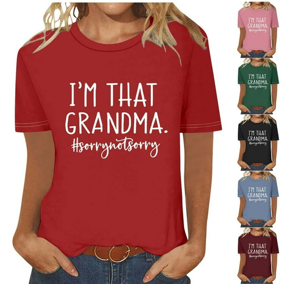 Fesfesfes Exercise Clothes for Women Fashion Women Round-Neck Short Sleeve Print Casual T- Shirt Blouse Tops Soft T Shirt Women 2XL(US:12)