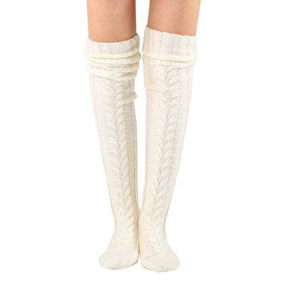 Fesfesfes Fall And Winter Knitted Socks Knee Length Stockings for Women's Lengthened Floor Stockings WOOL Pile Stockings