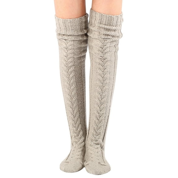 Fesfesfes Fall And Winter Knitted Socks Knee Length Stockings for Women's Lengthened Floor Stockings WOOL Pile Stockings