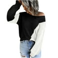 thumbnail image 1 of Fesfesfes Fall And Winter Sweater Women's Casual O-Neck Pullover Blouse Long Sleeve Color Block Tops Sweater Under $10, 1 of 7