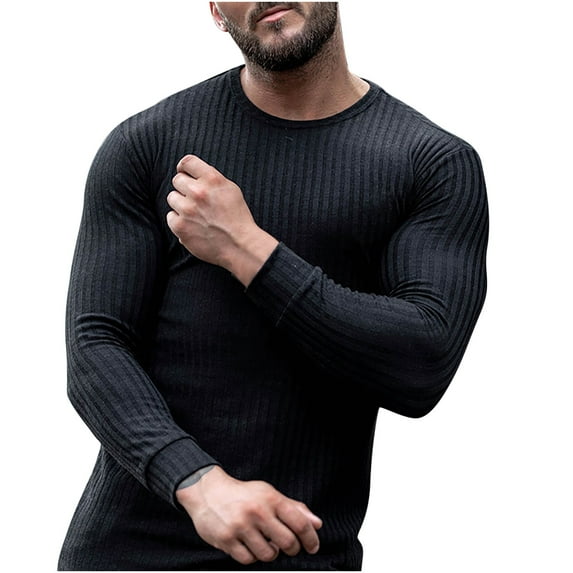 Fesfesfes Fall And Winter Tops New Sports Shirts Men's Casual Knitwear Long Sleeves On Sale