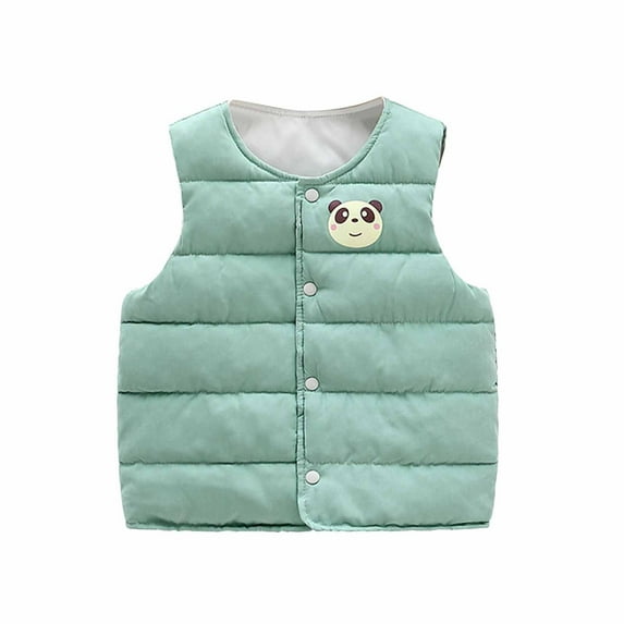 Fesfesfes Fall And Winter Vest for Kids Boys Girls Baby Print Cardigan Vest Down Cotton Vest Inside And Outside Wear