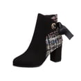 thumbnail image 1 of Fesfesfes Fall Boots Women Solid Splicing Bandage Retro High Heel Round Boots Shoes US:4.5(35), 1 of 9