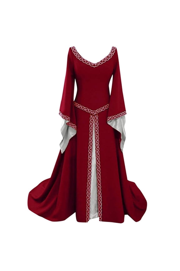 Fall Dress for Women Long Sleeve Long Maxi Dress Cosplay Halloween Retro Dress