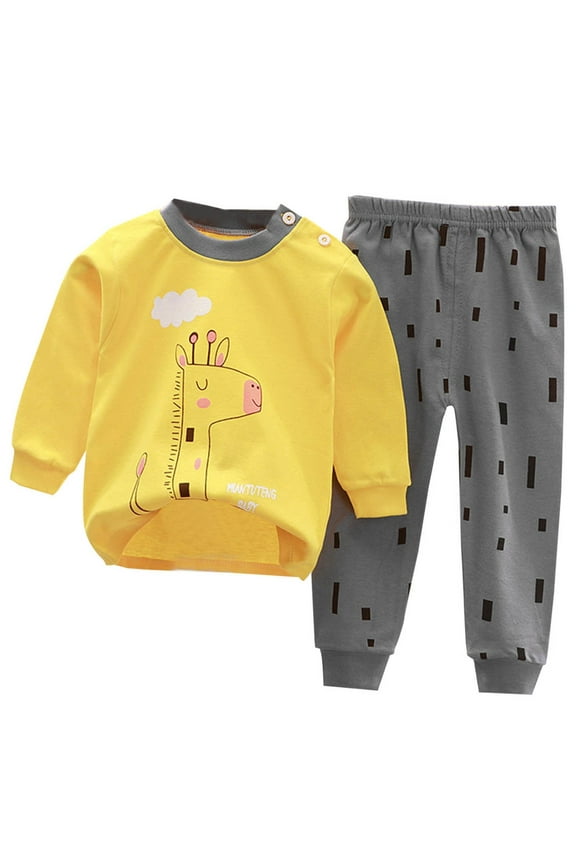 Fall Outfits Child Spring Printing Pants Long Sleeve Round Neck Blouses Sets