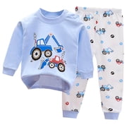Fesfesfes Fall Outfits Child Spring Printing Pants Long Sleeve Round Neck Blouses Sets