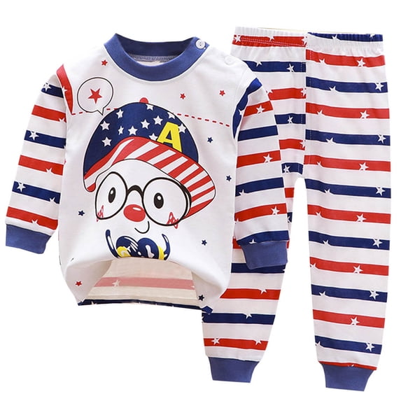 Fesfesfes Fall Outfits Child Spring Printing Pants Long Sleeve Round Neck Blouses Sets