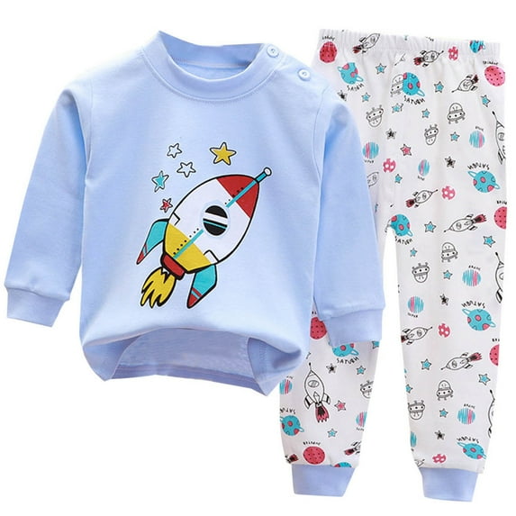 Fesfesfes Fall Outfits Child Spring Printing Pants Long Sleeve Round Neck Blouses Sets
