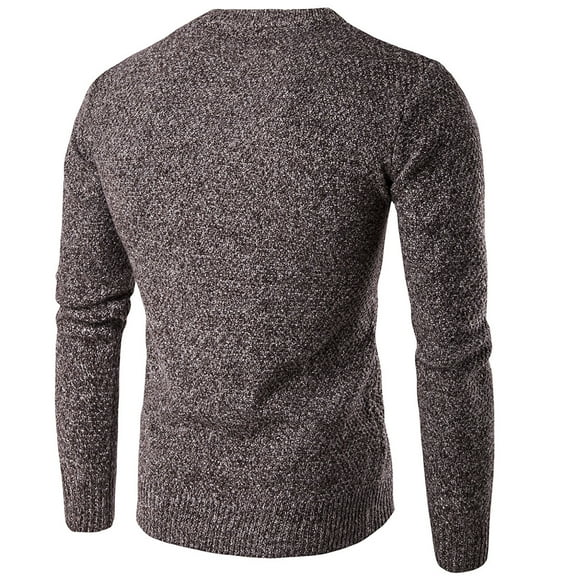 Fesfesfes Fall Sweater for Men Round Neck Sweater Solid Color Thick Line Thick Warm Sweater Under $10
