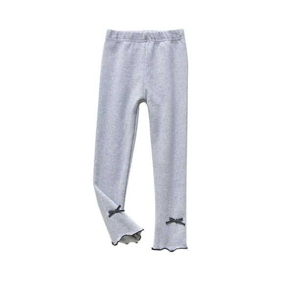 Fesfesfes Fall Winter Girls Leggings Side Lace Bow Skinny Leggings For Girls Solid Color Cropped Trousers Sale on Clearance
