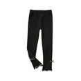 thumbnail image 1 of Fesfesfes Fall Winter Girls Leggings Side Lace Bow Skinny Leggings For Girls Solid Color Cropped Trousers Under $10, 1 of 3