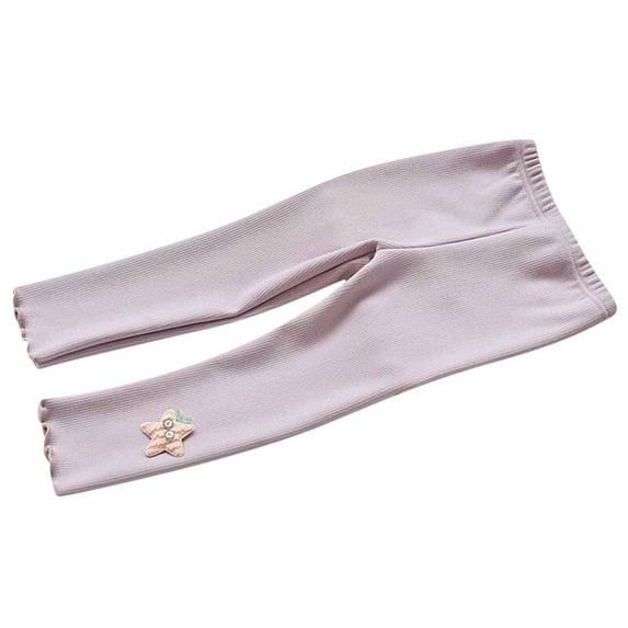 Fesfesfes Fall Winter Leggings Baby Girls Side Embroidery Skinny Pants Plush Leggings Kids Girls Cropped Trousers